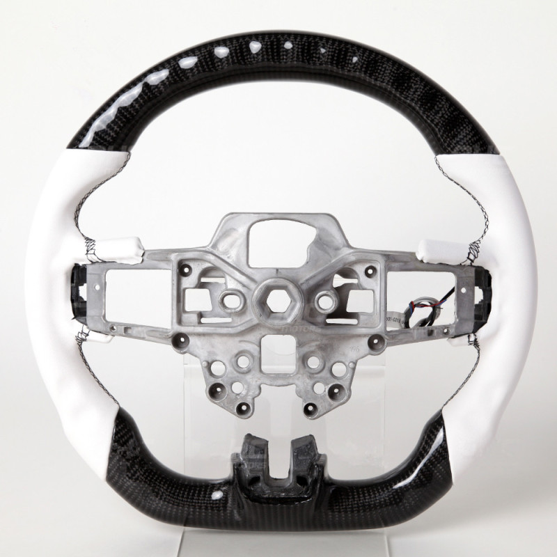 AotoKoop Fancy Design LED Shift Light Racing Real Carbon Fiber Steering Wheel, Compatible with Ford mustang GT 2020