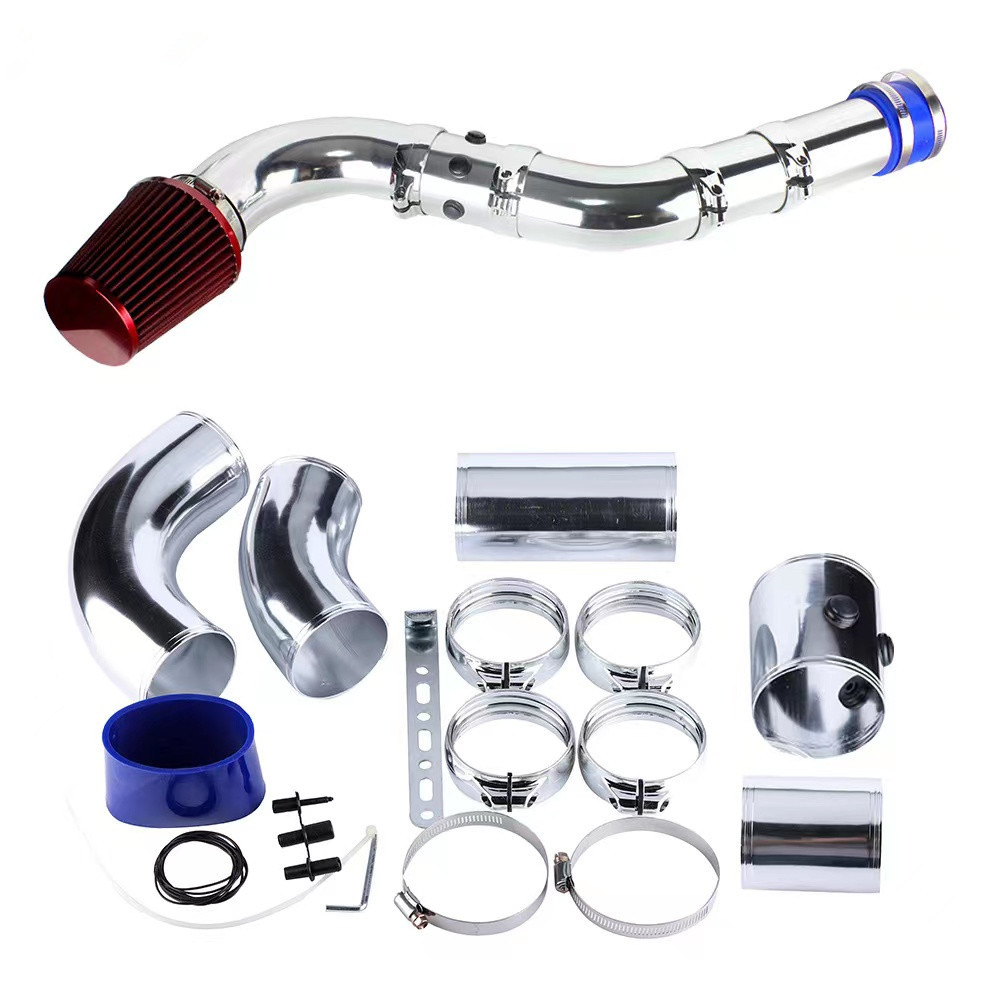 Universal Automotive Cold Air Intake Filter Set, Car Air Intake Pipe Kit - Intake ID 3" - Red
