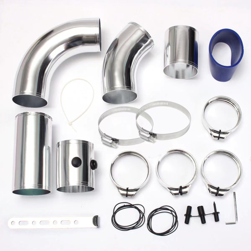 Universal Automotive Cold Air Intake Filter Set, Car Air Intake Pipe Kit - Intake ID 3" - Red