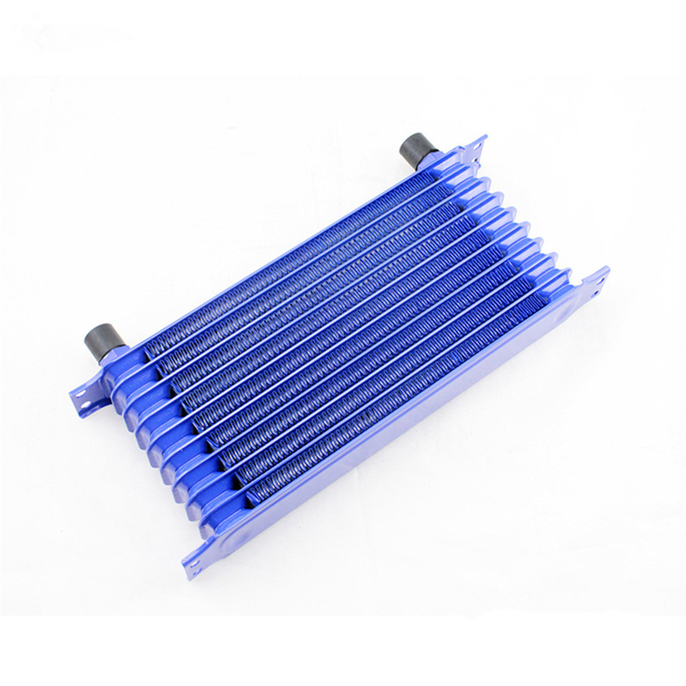Universal Modified Fuel Oil Cooler Radiator, Oil Cooling 7 Row Interface AN8-Blue