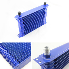 Universal Modified Fuel Oil Cooler Radiator, Oil Cooling 7 Row Interface AN8-Blue