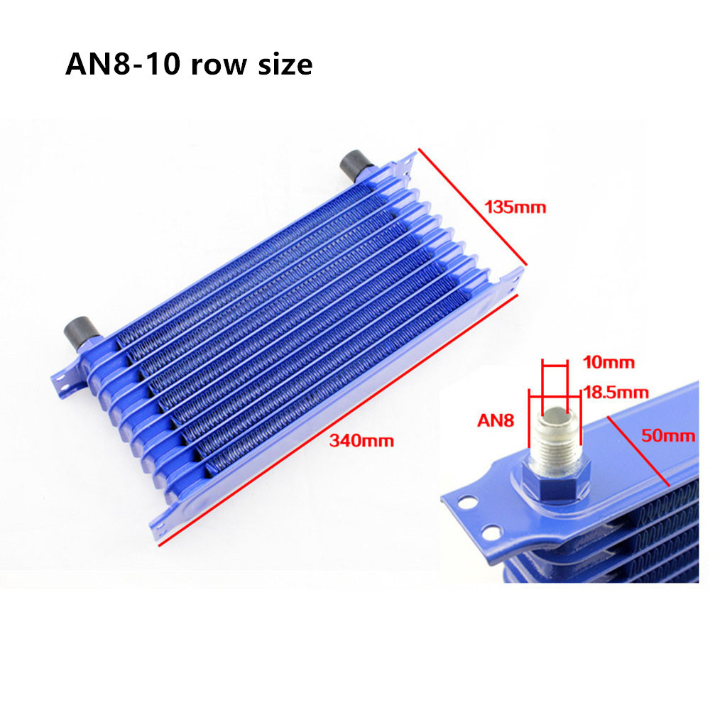 Universal Modified Fuel Oil Cooler Radiator, Oil Cooling 7 Row Interface AN8-Blue