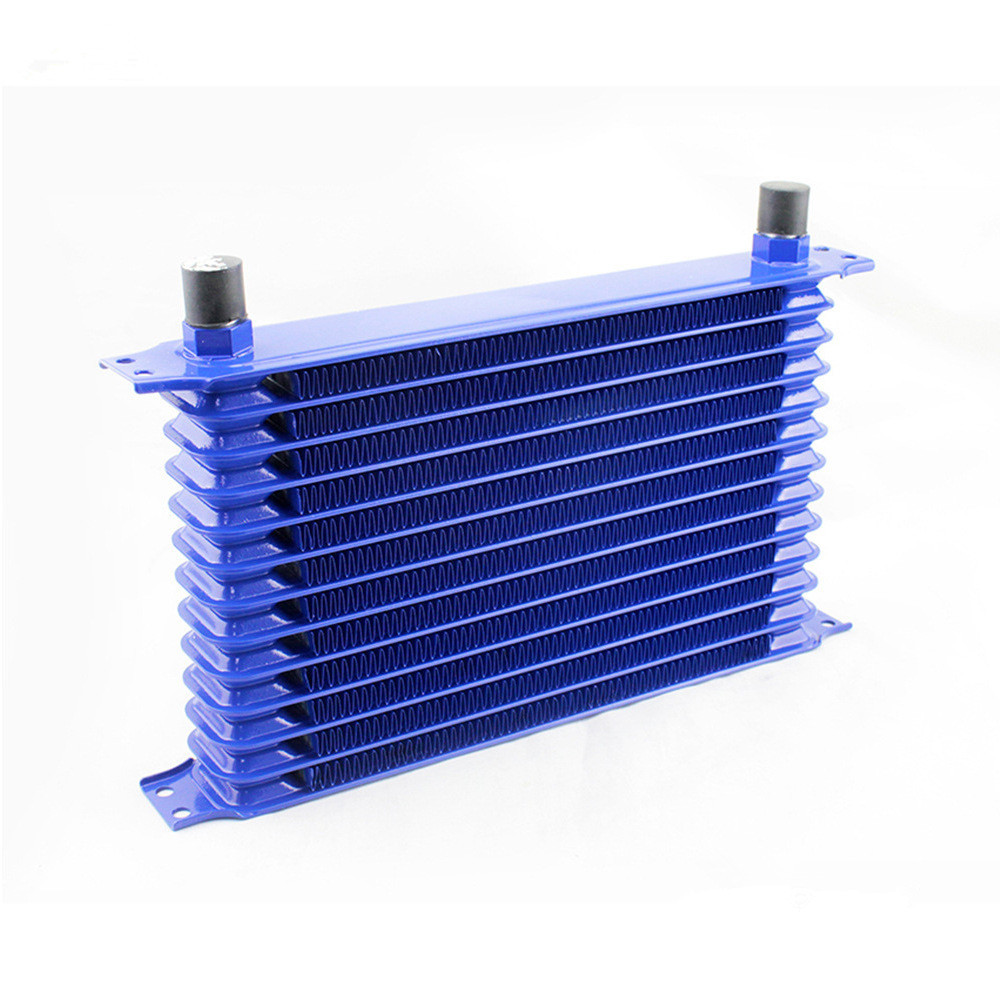 Universal Modified Fuel Oil Cooler Radiator, Oil Cooling 7 Row Interface AN8-Blue