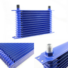 Universal Modified Fuel Oil Cooler Radiator, Oil Cooling 7 Row Interface AN8-Blue