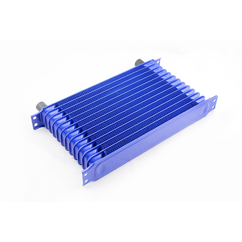 Universal Modified Fuel Oil Cooler Radiator, Oil Cooling 7 Row Interface AN8-Blue