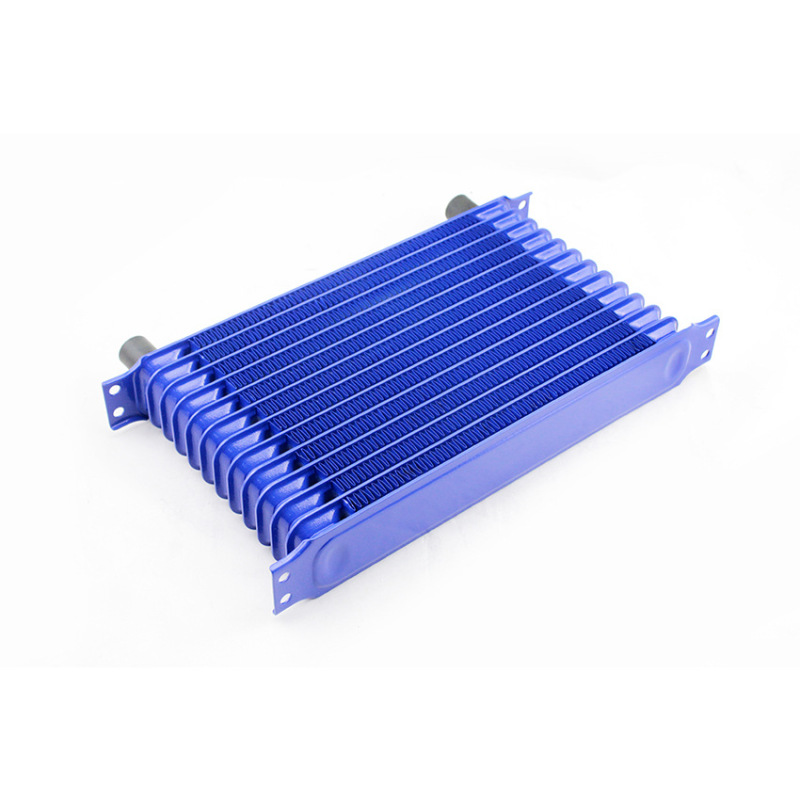Universal Modified Fuel Oil Cooler Radiator, Oil Cooling 7 Row Interface AN8-Blue