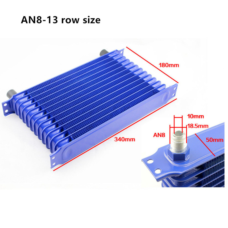 Universal Modified Fuel Oil Cooler Radiator, Oil Cooling 7 Row Interface AN8-Blue