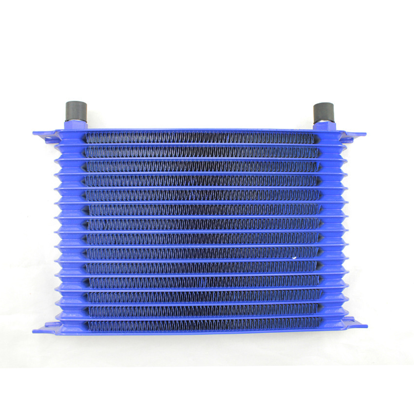 Universal Modified Fuel Oil Cooler Radiator, Oil Cooling 7 Row Interface AN8-Blue