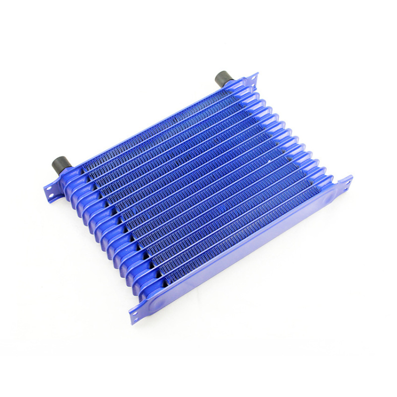 Universal Modified Fuel Oil Cooler Radiator, Oil Cooling 7 Row Interface AN8-Blue