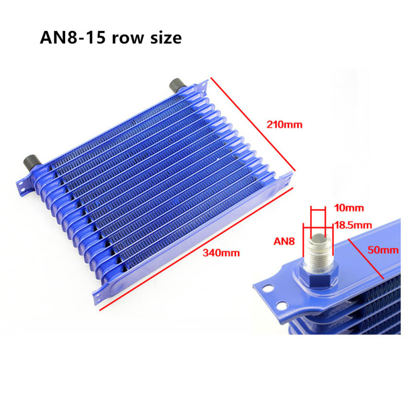 Universal Modified Fuel Oil Cooler Radiator, Oil Cooling 7 Row Interface AN8-Blue