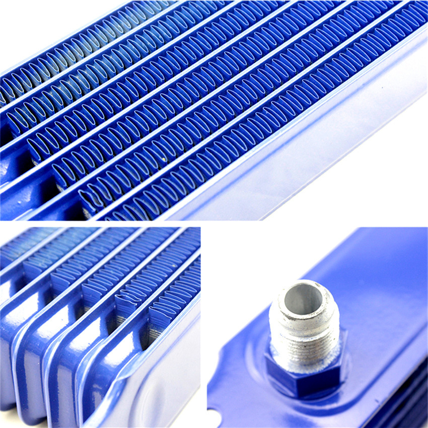 Universal Modified Fuel Oil Cooler Radiator, Oil Cooling 7 Row Interface AN8-Blue