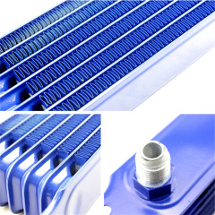 Universal Modified Fuel Oil Cooler Radiator, Oil Cooling 7 Row Interface AN8-Blue