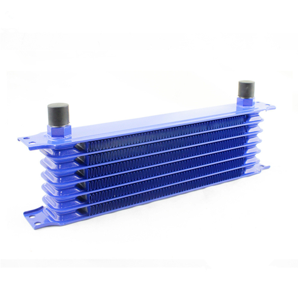 Universal Modified Fuel Oil Cooler Radiator, Oil Cooling 7 Row Interface AN8-Blue