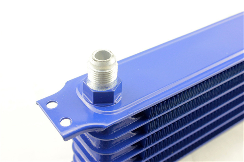 Universal Modified Fuel Oil Cooler Radiator, Oil Cooling 7 Row Interface AN8-Blue