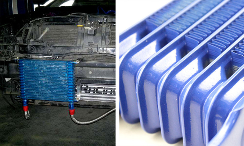 Universal Modified Fuel Oil Cooler Radiator, Oil Cooling 7 Row Interface AN8-Blue