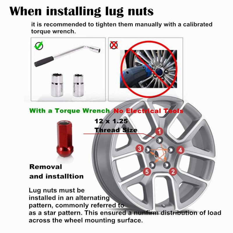 AotoKoop M12x1.5 Wheel Lug Nuts Blue, Alloy Steel Lug Nut, Length 45mm, Open End Lug Nut Set - 20 Piece Set + 1 Spline Tool