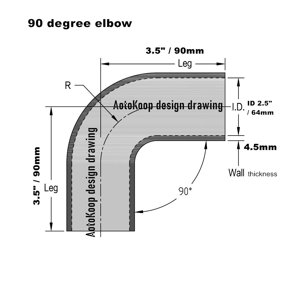 AotoKoop High Performance Silicone Hose, 90 Degree Silicone Elbow, 90 Silicone Coupler Hose