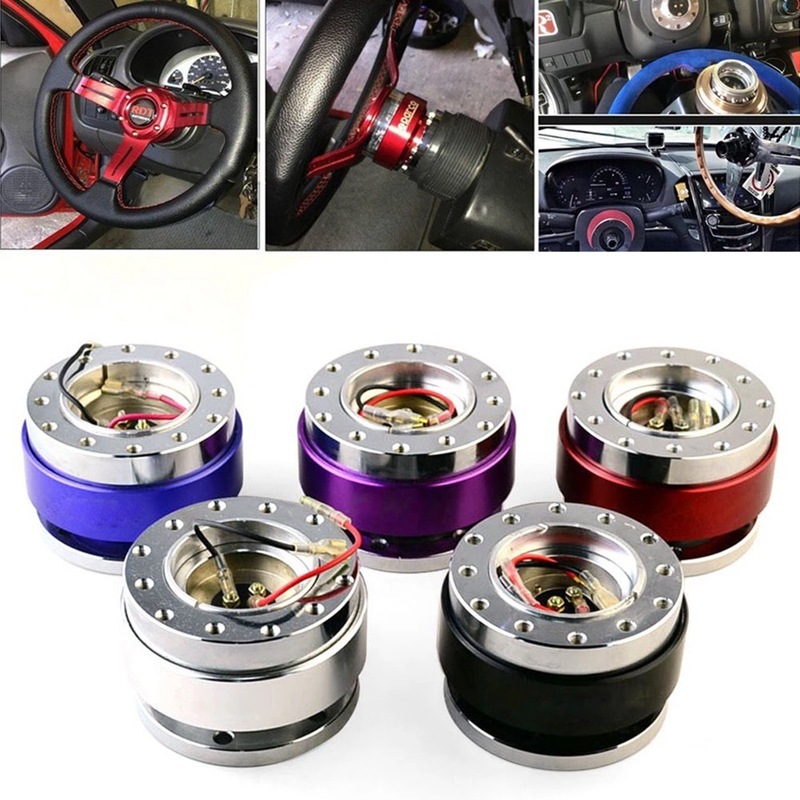 AotoKoop Universal Quick Release Steering Wheel Kit- 6 Hole Steering Wheel Hub Adapter Snap Off Boss Kit (Red)