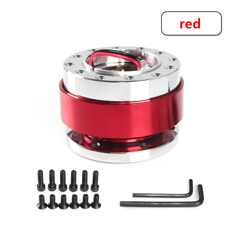AotoKoop Universal Quick Release Steering Wheel Kit- 6 Hole Steering Wheel Hub Adapter Snap Off Boss Kit (Red)