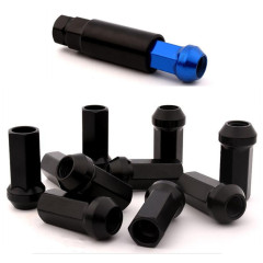 AotoKoop M12x1.5 Wheel Lug Nuts Black, Alloy Steel Lug Nut, Length 45mm, Open End Lug Nut Set - 20 Piece Set + 1 Spline Tool