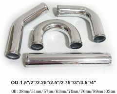 OD 4" (102mm) Straight Aluminum Intercooler Pipe, Length 11.81" (300mm), Air Intake Tube Polished Finish