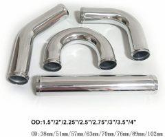 OD 3.5" (89mm) Air Intake Pipe 45 Degree Aluminum Elbow Intercooler Tube, Polished Finish