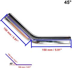 OD 2.75" (70mm) 45 Degree Aluminum Elbow Intercooler Pipe Air Intake Tube, Polished Finish