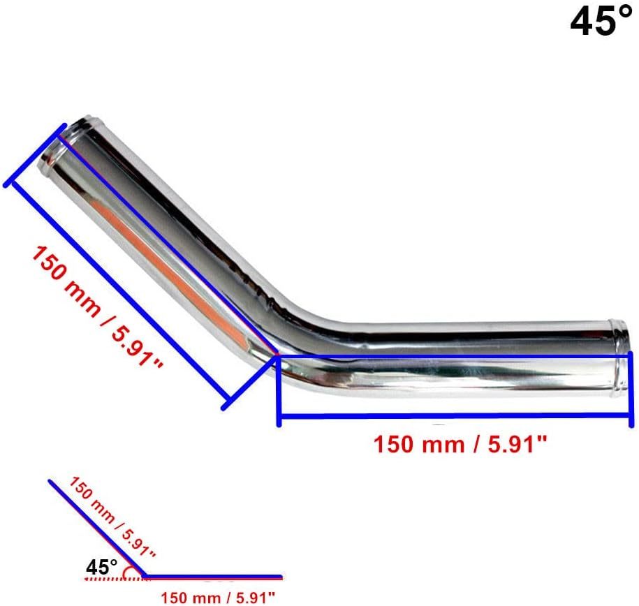 OD 2" (51mm) 45 Degree Aluminum Elbow Air Intake Tube Intercooler Pipe, Polished Finish