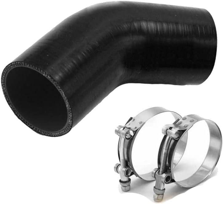 ID 1-1/2" (38mm) 45 Degree Silicone Elbow, Leg Length 4" (102mm), 4-Ply Reinforced Wall 0.2" (5mm) for Coolant Turbo Intercooler Intake Hose Black