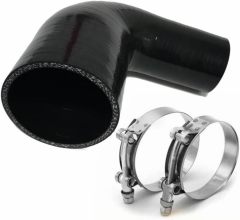 90 Degree Elbow Silicone Couple Hose ID 3.5" to 4" for 4-Ply Automotive Turbo/Intercooler/Intake Piping, Leg Length 5” (125mm) with T-Bolt Clamps 2pc-Black