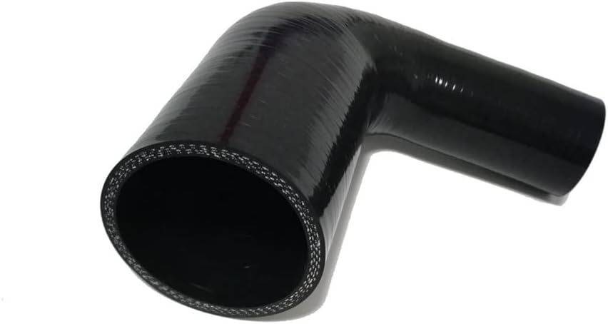 90 Degree Elbow ID 1-1/2" to 2" (38mm to 51mm) Silicone Reducer Coupler Hose, Leg Length 4" (102mm) with T-Bolt Clamps 2pc, 4-Ply High Performance Silicone, Black