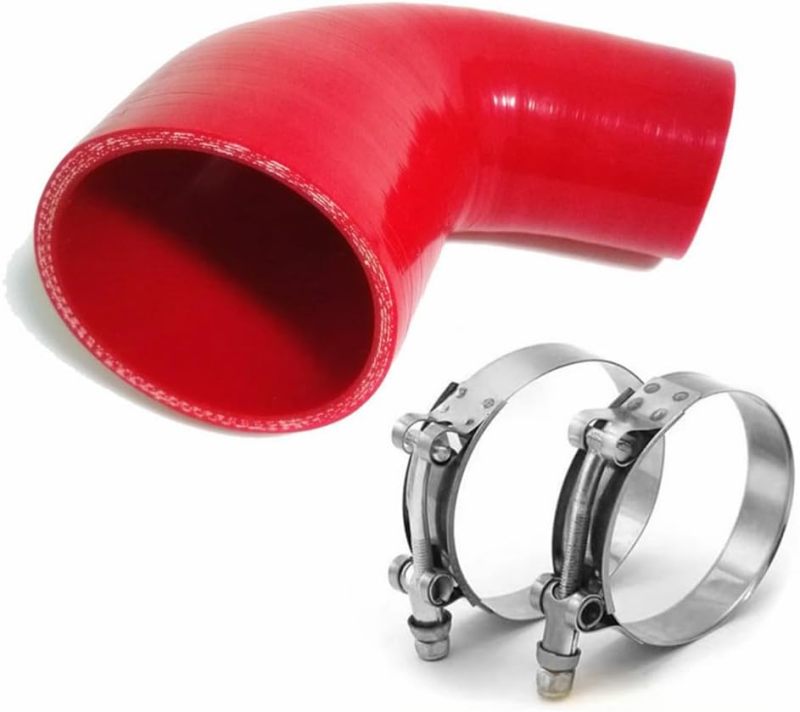 Universal High Performance 4-Ply 90 Degree Elbow Reducer Coupler Silicone Hose ID 2" to 3" (51mm to 76mm), Red