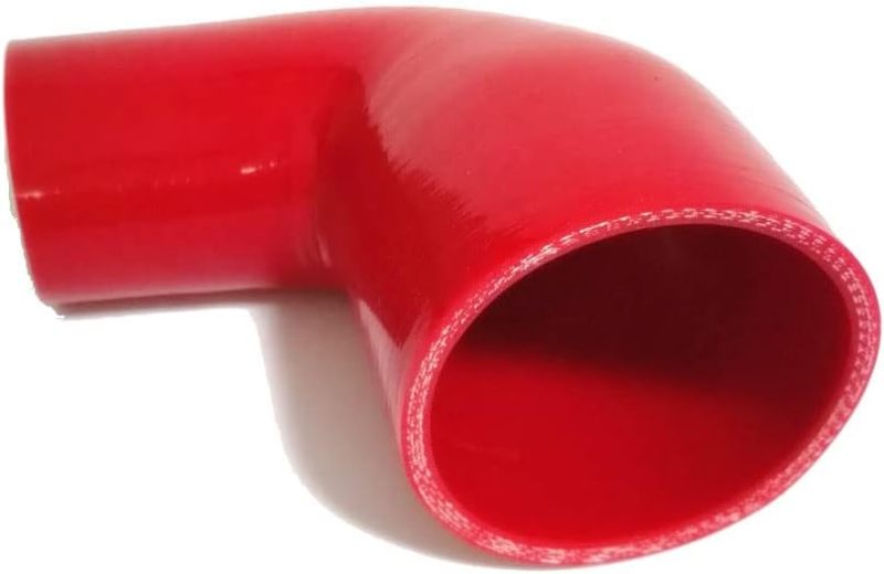 Universal High Performance 4-Ply 90 Degree Elbow Reducer Coupler Silicone Hose ID 2" to 3" (51mm to 76mm), Red