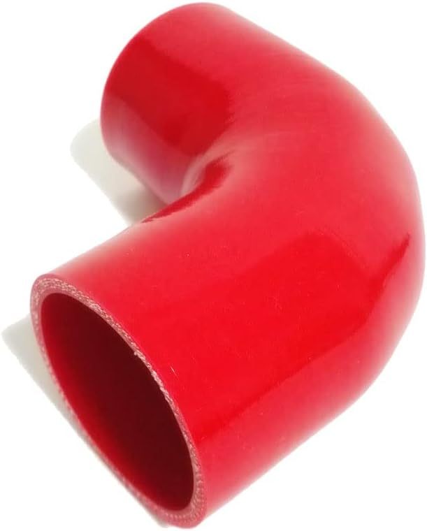 ID 2.5" (63mm) 90 Degree Elbow Silicone Coupler Hose, Leg length 4" (102mm) 4-Ply Reinforced Wall 0.2" (5mm) with T-Bolt Clamps 2pc Red