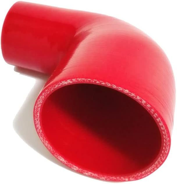 Universal High Performance 4-Ply 90 Degree Elbow Reducer Coupler Silicone Hose ID 2" to 3" (51mm to 76mm), Red