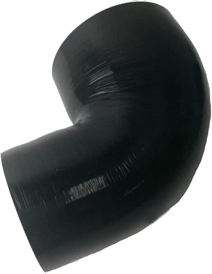 Universal 4-Ply High Performance 90 Degree Elbow Reducer Coupler Silicone Hose ID 3" to 4" (76mm to 102mm) with T-Bolt Clamps 2pc, Black (No Logo)