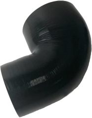 Universal 4-Ply High Performance 90 Degree Elbow Reducer Coupler Silicone Hose ID 3" to 4" (76mm to 102mm) with T-Bolt Clamps 2pc, Black (No Logo)