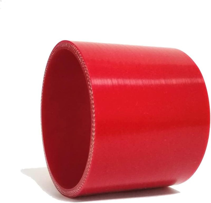 ID 3.5" (89mm)) Straight Silicone Coupler, Length 4" (102mm), 4-Ply Reinforced Wall Thickness 0.2 (5mm), High Performance Automotive Pure Silicone Hose, Red