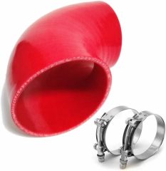 Universal 4-Ply High Performance 90 Degree Elbow Coupler Silicone Hose ID 4.5" (114mm), Leg length 5" (125mm) with T-Bolt Clamps 2pc-Red