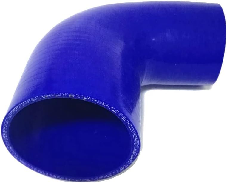 Universal 4-Ply High Performance 90 Degree Elbow Coupler Silicone Hose ID 3.5" (89mm), Leg length 5" (125mm) with T-Bolt Clamps 2pc-Blue