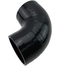 90 Degree Elbow ID 2.5 to 3.5" (64mm to 89mm), Leg Length 5" (125mm), 4-Ply High Performance Silicone Coupler with T-Bolt Clamps 2pc Black