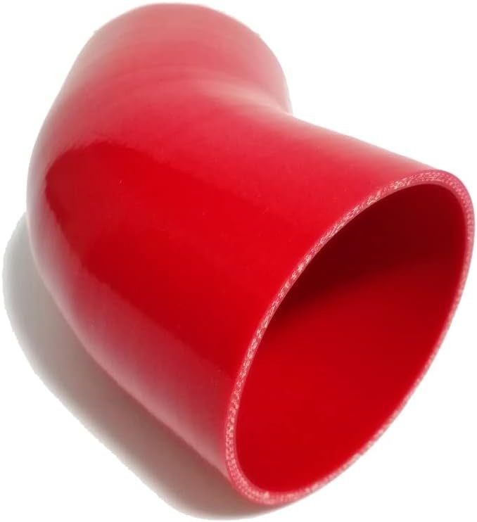 Universal High Performance 4-Ply 45 Degree Elbow Coupler Silicone Hose ID 4" (102mm), Leg Length 5" (125mm) with T-Bolt Clamps 2pc -Red (No Logo)