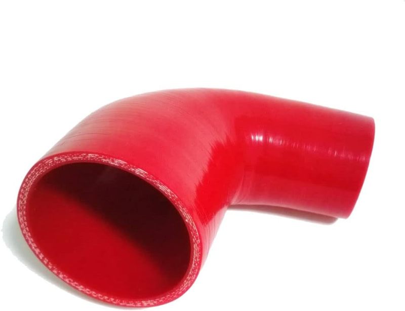 Universal High Performance 4-Ply 90 Degree Elbow Reducer Coupler Silicone Hose ID 2" to 3" (51mm to 76mm), Red