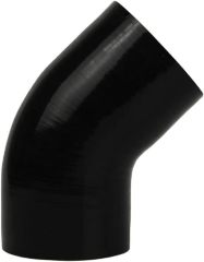 ID 3.5" (89mm) 45 Degree Silicone Elbow, Leg Length 5" (125mm), Thickness 0.2" (5mm) 4-Ply Reinforced with T-Bolt Clamps 2pc - Black