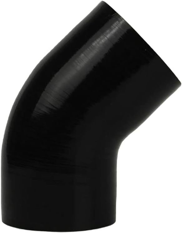 ID 3.5" (89mm) 45 Degree Silicone Elbow, Leg Length 5" (125mm), Thickness 0.2" (5mm) 4-Ply Reinforced with T-Bolt Clamps 2pc - Black