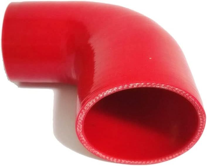 Universal High Performance 4-Ply 90 Degree Elbow Reducer Coupler Silicone Hose ID 2.5" to 3" (64mm to 76mm), Red