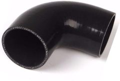 90 Degree Silicone Elbow ID 2.25" (57mm), Leg Length 4" (102mm), 4-Ply Reinforced Wall 0.2" (5mm) with T-Bolt Clamps 2pc Black