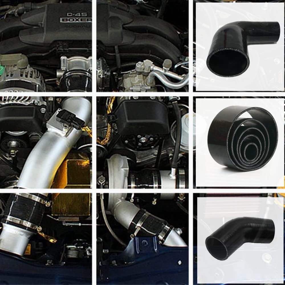 ID 1.5" (38mm) 90 Degree Silicone Coupler, 4-Ply High Temperature Silicone for Turbo Intake Radiator Coolant Intercooler Hose, Leg Length 4" (102mm)-Black