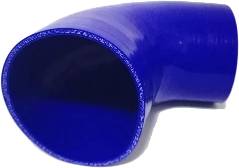 Universal 4-Ply High Performance 90 Degree Elbow Coupler Silicone Hose ID 4" (102mm), Leg length 5" (125mm) with T-Bolt Clamps 2pc-Blue