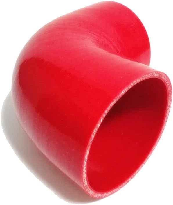 Universal 4-Ply High Performance 90 Degree Elbow Coupler Silicone Hose ID 3.5" (89mm), Leg length 5" (125mm) with T-Bolt Clamps 2pc-Red